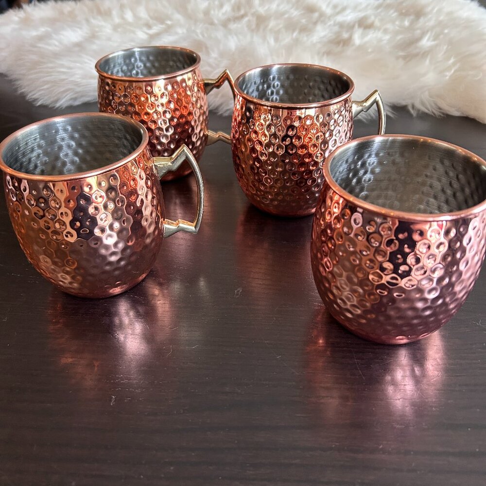 NWT Gorgeous Hammered Copper Moscow Mule Mugs | Set of 4